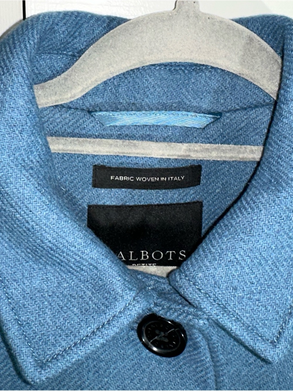 Talbots Blue Wool Blend Collared Button Mid-Length Pea Coat Sz 12 Petite - Picture 8 of 11